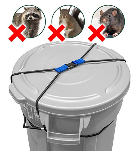 Encased Trash Can Lock for Animals/Raccoons, Bungee Cord Heavy Duty Large Outdoor Garbage Lid Lock (Trash Can NOT Included)