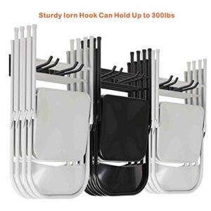 Garage Tool Storage Organizers Wall Mounted with 6 Removable Hooks and 3 Board, Super Heavy Duty Powder Coated Steel Garden Tool Hanger Rack for Chair, Broom, Mop, Rake Shovel & Tools