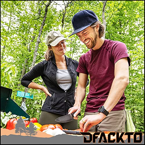 DFACKTO - Premium Rugged Chefs Knife Basecamp Set with Sheaths and Case for Kitchen and Camping, Stonewashed High Carbon Stainless Steel Knives in Tactical Travel Kit, G10, Black Cooking BBQ Utensils