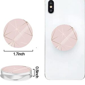 Cell Phone Stand Finger Holder - Geometric Rose Gold White Marble (3 Pack)