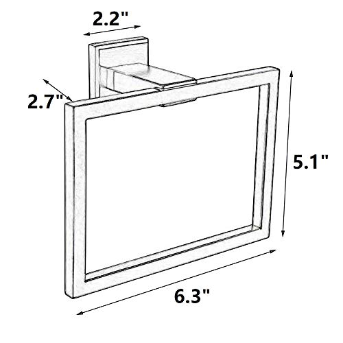 Hand Towel Ring Holder, SUS304 Stainless Steel Square Towel Bar, Towel Rack Brushed Nickel, Bathroom Accessories Modern Style, Wall Mounted