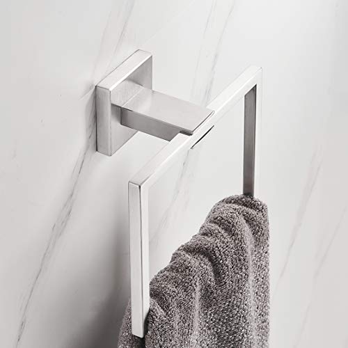 Hand Towel Ring Holder, SUS304 Stainless Steel Square Towel Bar, Towel Rack Brushed Nickel, Bathroom Accessories Modern Style, Wall Mounted