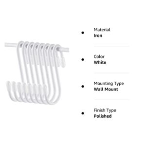36 Pieces S Shaped Hooks Hanging Small S Hooks Hanger Vinyl Coated Closet S Hooks for Hanging Jeans Coat Towels Plants Jewelry Pot Pan Cups (White,2.4 Inch)