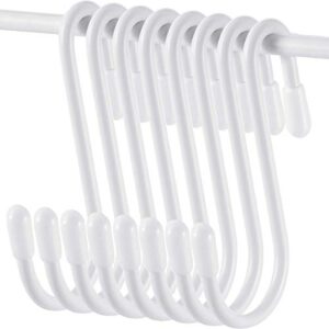 36 pieces s shaped hooks hanging small s hooks hanger vinyl coated closet s hooks for hanging jeans coat towels plants jewelry pot pan cups (white,2.4 inch)