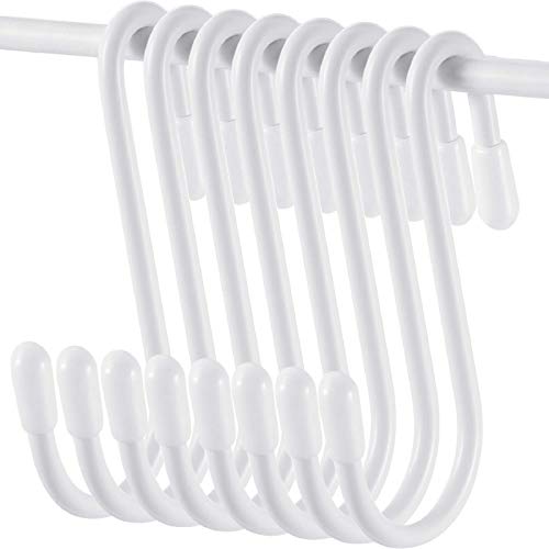 36 Pieces S Shaped Hooks Hanging Small S Hooks Hanger Vinyl Coated Closet S Hooks for Hanging Jeans Coat Towels Plants Jewelry Pot Pan Cups (White,2.4 Inch)