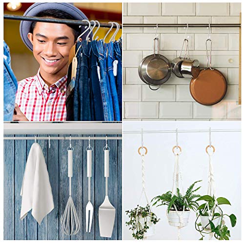 36 Pieces S Shaped Hooks Hanging Small S Hooks Hanger Vinyl Coated Closet S Hooks for Hanging Jeans Coat Towels Plants Jewelry Pot Pan Cups (White,2.4 Inch)