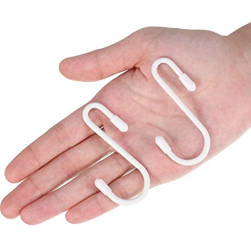36 Pieces S Shaped Hooks Hanging Small S Hooks Hanger Vinyl Coated Closet S Hooks for Hanging Jeans Coat Towels Plants Jewelry Pot Pan Cups (White,2.4 Inch)