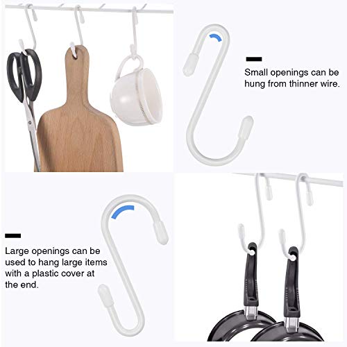 36 Pieces S Shaped Hooks Hanging Small S Hooks Hanger Vinyl Coated Closet S Hooks for Hanging Jeans Coat Towels Plants Jewelry Pot Pan Cups (White,2.4 Inch)