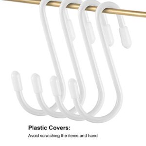 36 Pieces S Shaped Hooks Hanging Small S Hooks Hanger Vinyl Coated Closet S Hooks for Hanging Jeans Coat Towels Plants Jewelry Pot Pan Cups (White,2.4 Inch)