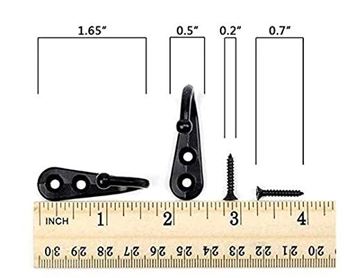 BfyBest 25 Pieces Wall Mounted Coat Hook Robe Hooks Cloth Hanger Coat Hanger Coat Hooks Rustic Hooks and 50 Pieces Screws for Bath Kitchen Garage Single Coat Hanger (Black Color)