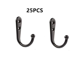 BfyBest 25 Pieces Wall Mounted Coat Hook Robe Hooks Cloth Hanger Coat Hanger Coat Hooks Rustic Hooks and 50 Pieces Screws for Bath Kitchen Garage Single Coat Hanger (Black Color)