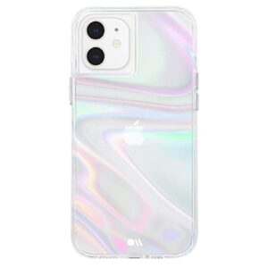 case-mate - soap bubble - case for iphone 12 mini (5g) - 10 ft drop protection - 5.4 inch- iridescent swirl