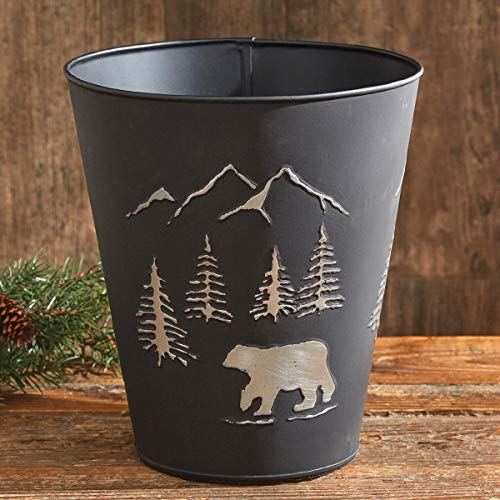 Black Bear Metal Waste Basket