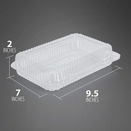 Clear Plastic Hinged Food containers - Sturdy Disposable Bakery Lid Cookie Container Boxes - 7”x 6”x2” (40)