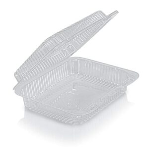 Clear Plastic Hinged Food containers - Sturdy Disposable Bakery Lid Cookie Container Boxes - 7”x 6”x2” (40)