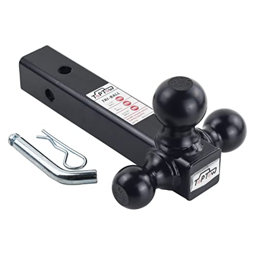 TOPTOW 64172HP Trailer Receiver Hitch Triple Ball Mount, Black Balls, with Hitch Pin, Fits for 2 inch Receiver…