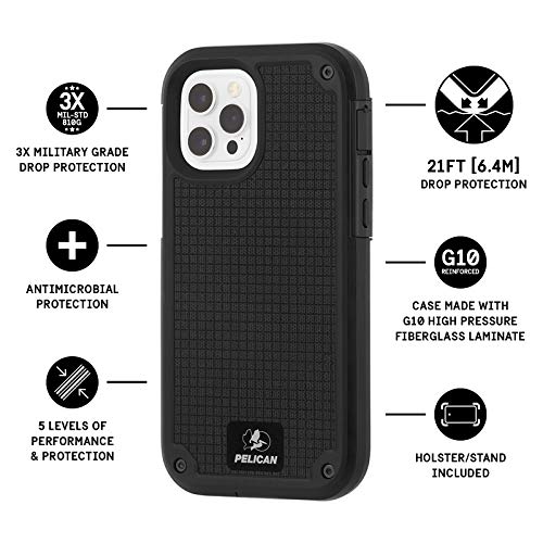 Pelican - SHIELD Series - G10 Case for iPhone 12 Pro Max (5G) - 21 ft Drop Protection - 6.7 Inch - Black