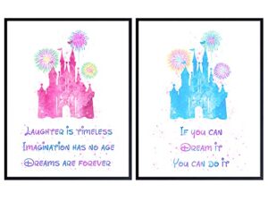 inspirational quotes wall decor set - castle world motivational wall art room decoration poster prints for kids, boys, girls bedroom - gift for women and fans 8x10 prints unframed