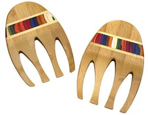 baltique marrakesh collection salad hands serving utensils, bamboo and colored birch wood