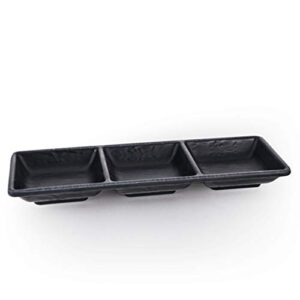 melamine appetizer serving tray with 3 compartments for serving food or dipping sauce, 11 inches