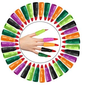 skylety 60 pieces halloween witch fingers colorful martian witch fingers costume accessory fake vampire finger finger costume for halloween party, 5 colors