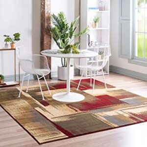 Unique Loom Barista Collection Area Rug - Timor (8' Square, Multi/ Red)