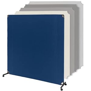 lainly rolling room divider wall - made in north america (6' l x 6' h, cobalt blue) partition room dividers, temporary wall, office divider, privacy screen, wall divider & room divider screen