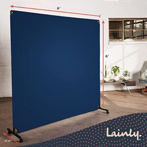 Lainly Rolling Room Divider Wall - Made in North America (6' L x 6' H, Cobalt Blue) Partition Room Dividers, Temporary Wall, Office Divider, Privacy Screen, Wall Divider & Room Divider Screen