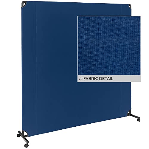 Lainly Rolling Room Divider Wall - Made in North America (6' L x 6' H, Cobalt Blue) Partition Room Dividers, Temporary Wall, Office Divider, Privacy Screen, Wall Divider & Room Divider Screen