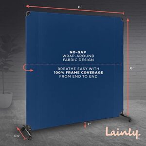 Lainly Rolling Room Divider Wall - Made in North America (6' L x 6' H, Cobalt Blue) Partition Room Dividers, Temporary Wall, Office Divider, Privacy Screen, Wall Divider & Room Divider Screen