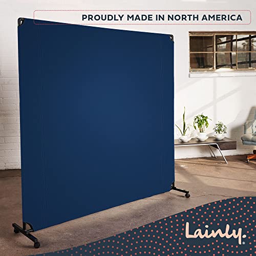Lainly Rolling Room Divider Wall - Made in North America (6' L x 6' H, Cobalt Blue) Partition Room Dividers, Temporary Wall, Office Divider, Privacy Screen, Wall Divider & Room Divider Screen