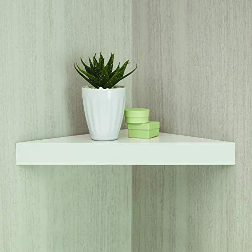 MELANNCO Corner Shelf Straight Wood Chunky, White