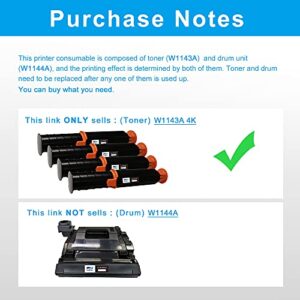 LCL Compatible Toner Cartridge Replacement for HP 143A W1143A W1143AD Neverstop Laser MFP 1201n 1202w 1202nw 1001nw (4-Pack Black)