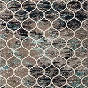 Unique Loom Trellis Frieze Collection Area Rug - Rounded (8' x 10', Blue Multi/ Ivory)