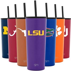 Simple Modern Officially Licensed Collegiate LSU Tigers Insulated Tumbler with Straw and Flip Lids | Gifts for Men and Women 24oz Travel Mug Thermos | Classic Collection | LSU