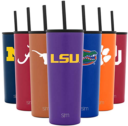 Simple Modern Officially Licensed Collegiate LSU Tigers Insulated Tumbler with Straw and Flip Lids | Gifts for Men and Women 24oz Travel Mug Thermos | Classic Collection | LSU