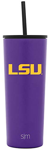 Simple Modern Officially Licensed Collegiate LSU Tigers Insulated Tumbler with Straw and Flip Lids | Gifts for Men and Women 24oz Travel Mug Thermos | Classic Collection | LSU