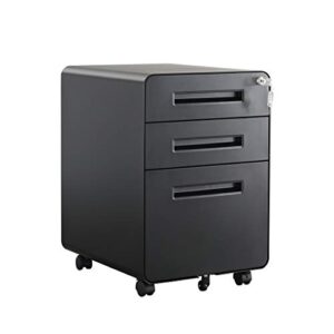 greatmeet metal file cabinet with lock, 3 drawers mobile filing cabinet with anti-tilt mechanism, hanging drawer for legal/letter files, black