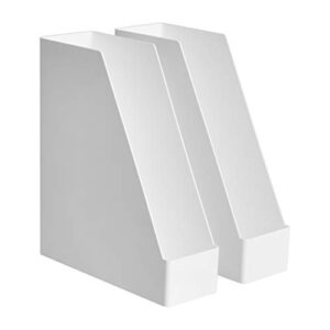 Amazon Basics Plastic Desk Organizer - Magazine Rack, White, 2-Pack & Plastic Desk Organizer - Magazine Rack, Black, 2-Pack