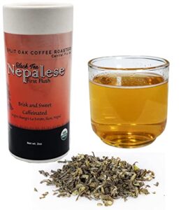 black tea loose leaf organic nepalese black tea, first flush tea leaf by split oak company. darjeeling tea first picked of the tree, grown in nepal, himalayan loose-leaf revolution