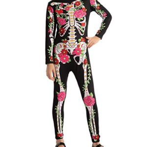 Spooktacular Creations Child Girl Floral Skeleton costume (Medium (8-10 yr))