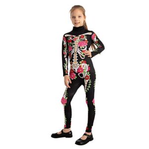 Spooktacular Creations Child Girl Floral Skeleton costume (Medium (8-10 yr))