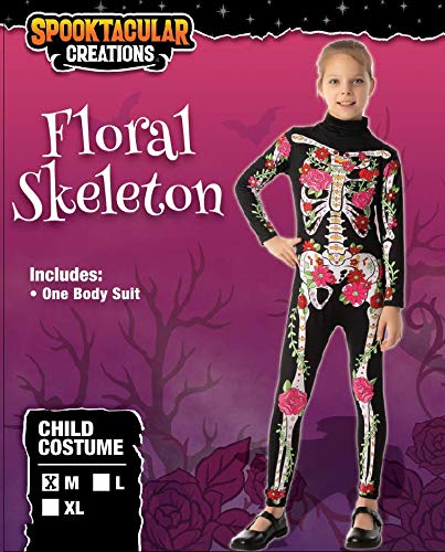 Spooktacular Creations Child Girl Floral Skeleton costume (Medium (8-10 yr))