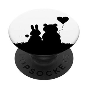 cute sweet bunny and bear love couple valentine's day rabbit popsockets popgrip: swappable grip for phones & tablets