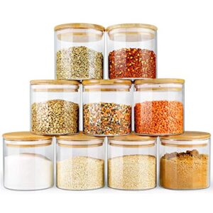 ecoevo glass jars with bamboo lids, glass food jars and canisters sets, 9 pack of 16oz