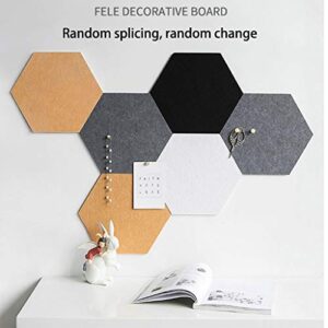 DIY Splicing Hexagonal Felt Bulletin Board x6, Colorful Hexagonal Cork Tiles/Message Board/Background Wall/Photo Wall