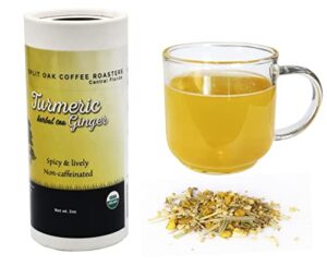 organic ginger turmeric herbal tea organic, loose leaf tea, turmeric tea best choice for golden milk usda organic lemongrass, orange peel, licorice, citrus essential oils and more