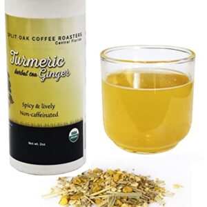 Organic Ginger Turmeric Herbal Tea Organic, Loose Leaf Tea, Turmeric Tea Best Choice for Golden Milk USDA Organic Lemongrass, Orange Peel, Licorice, Citrus Essential Oils and more