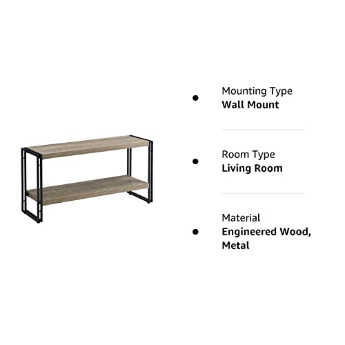 FIVEGIVEN Small Industrial Bookshelf 2 Shelf Bookcases and Book Shelves for Living Room/Bedroom Wood Metal Rustic Oak