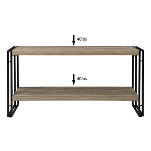 FIVEGIVEN Small Industrial Bookshelf 2 Shelf Bookcases and Book Shelves for Living Room/Bedroom Wood Metal Rustic Oak